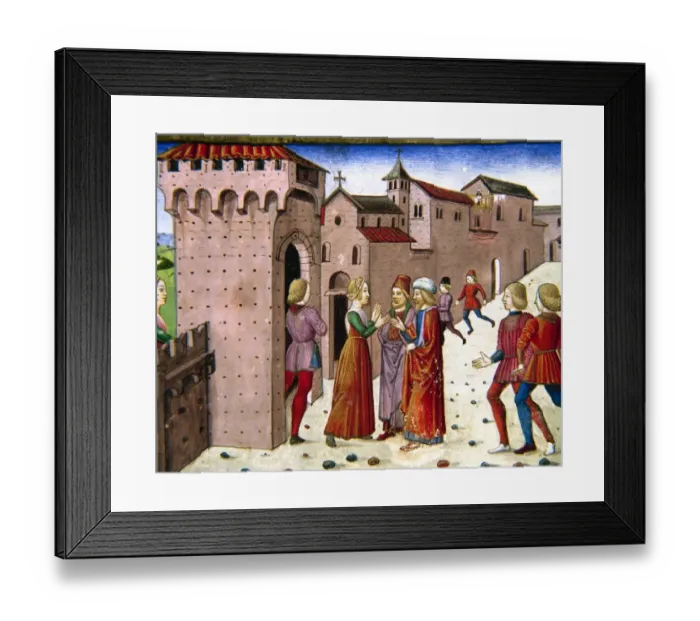 Framed Print : Jesus speaks with a Samaritan in Sychar, Samaria. Codex of P Framed Print : Jesus speaks with a Samaritan in Sychar, Samaria. Codex of P