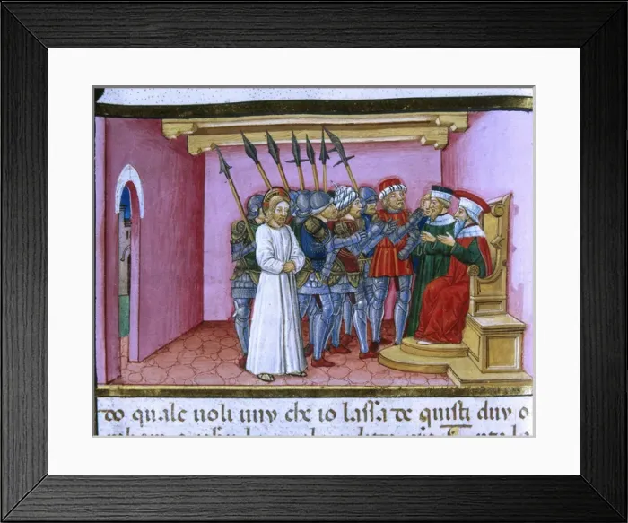 Framed Print : Jesus before Pilate who tries to convince the Jews to set fr Framed Print : Jesus before Pilate who tries to convince the Jews to set fr
