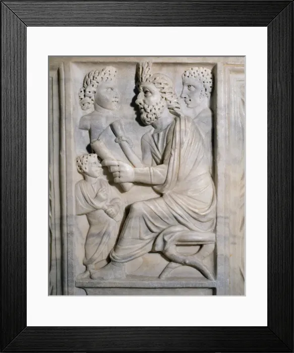 Framed Print : Pedagogues sarcophagus. Relief. III c. A. C Framed Print : Pedagogues sarcophagus. Relief. III c. A. C