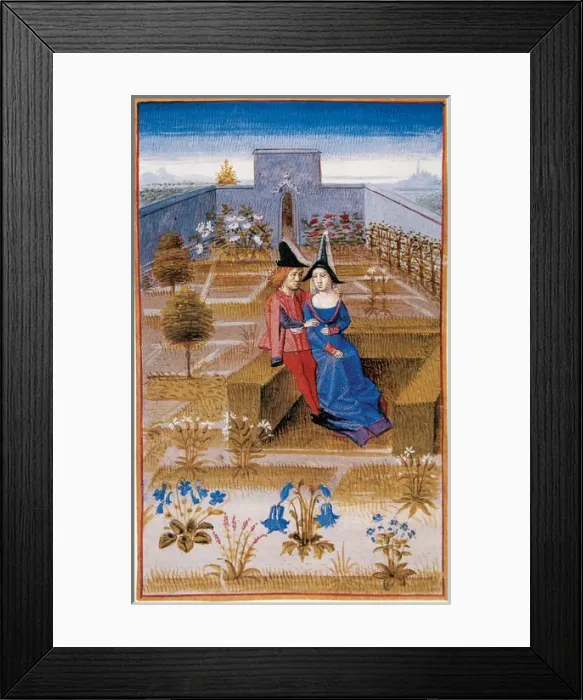 Framed Print : Two lovers in the garden. Miniature Framed Print : Two lovers in the garden. Miniature