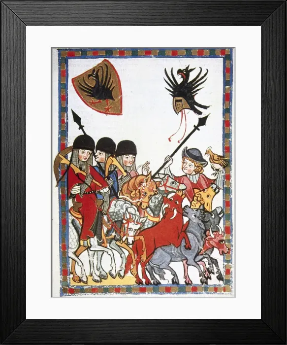 Framed Print : Von Der Buwenburg, poet of the 13th century, plundering a he Framed Print : Von Der Buwenburg, poet of the 13th century, plundering a he