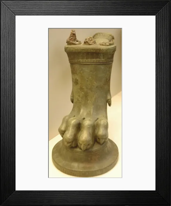 Framed Print : Bronze vase as lions foot. 7th-6th Century B. C. Archaic Age Framed Print : Bronze vase as lions foot. 7th-6th Century B. C. Archaic Age