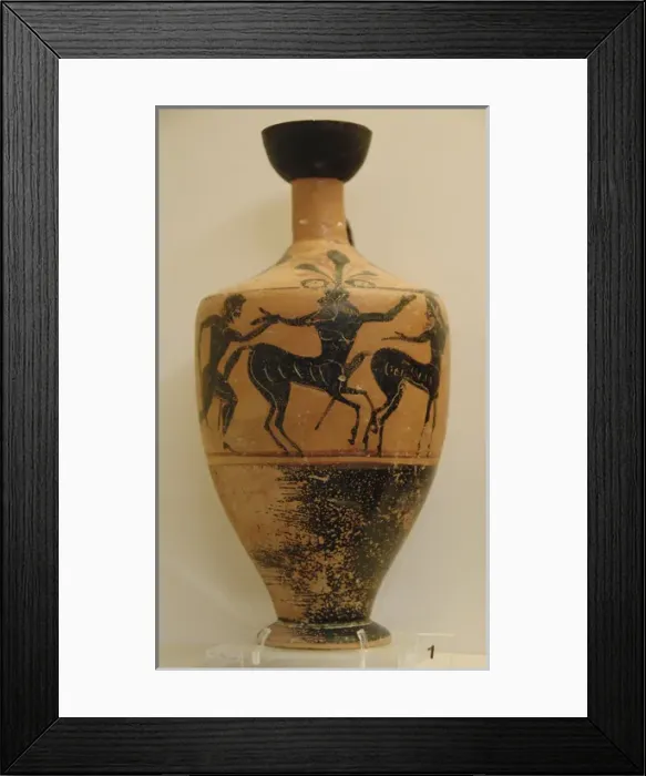 Framed Print : Lekythos black-figure with scenes of Centauromachy. Late 6th Framed Print : Lekythos black-figure with scenes of Centauromachy. Late 6th