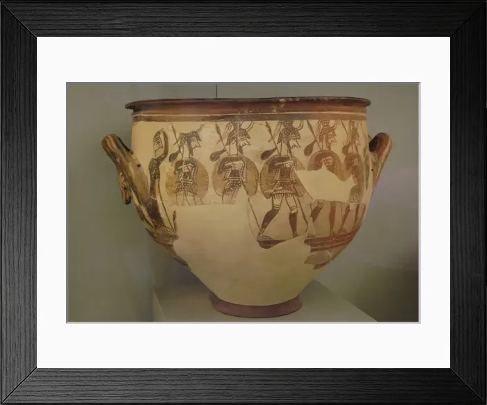 Framed Print : Krater of the Warriors. Dated between 1200-1100 B. C. Mycenae Framed Print : Krater of the Warriors. Dated between 1200-1100 B. C. Mycenae