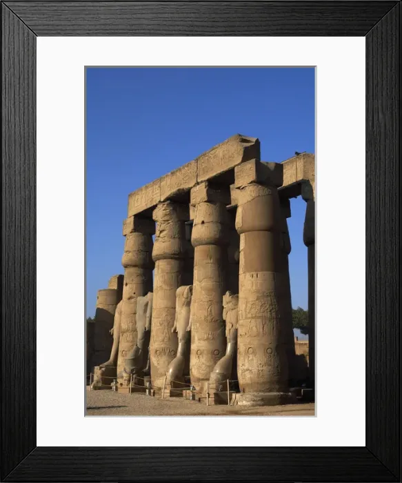 Framed Print : Temple of Luxor. Smooth shaft columns with closed papyrus ca