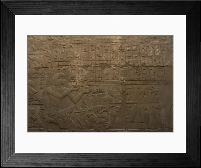 Framed Print : Relief depicting a pharaoh making an offering to the Gods Framed Print : Relief depicting a pharaoh making an offering to the Gods
