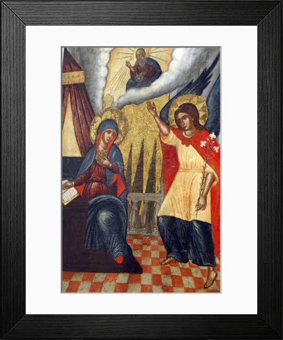 Framed Print : XVIth century icon depicting the Annunciation. Italo-Cretan Framed Print : XVIth century icon depicting the Annunciation. Italo-Cretan