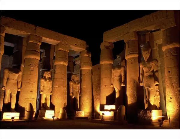 Temple of Luxor. Night view of the first courtyard. Egypt