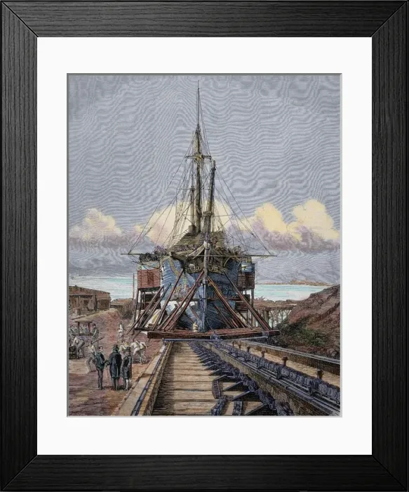 Framed Print : The dry dock. Barcelona. Engraving by Manchon Framed Print : The dry dock. Barcelona. Engraving by Manchon