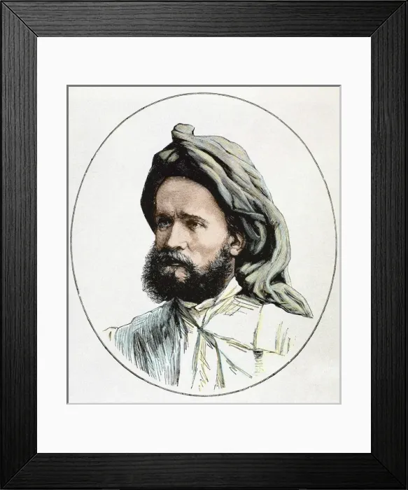 Framed Print : BONNAT (d. 1881). French explorer. Engraving Framed Print : BONNAT (d. 1881). French explorer. Engraving
