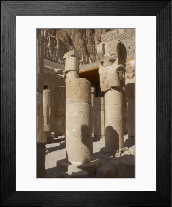 Framed Print : Hathor column pillars belonging to the Chapel of Hathor. Dei