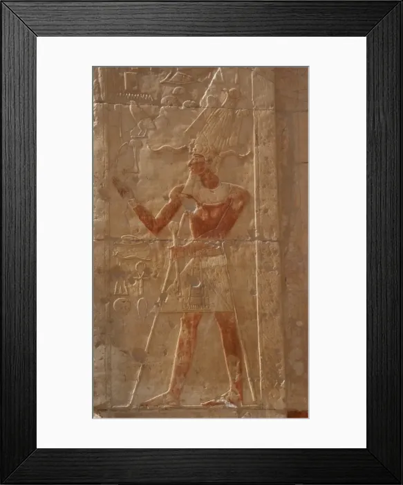 Framed Print : Pharaoh with the false beard and Atef crown. Deir el-Bahari Framed Print : Pharaoh with the false beard and Atef crown. Deir el-Bahari