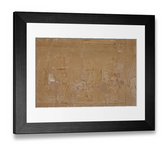 Framed Print : Reliefs depicting a kneeling woman and man with a child Framed Print : Reliefs depicting a kneeling woman and man with a child
