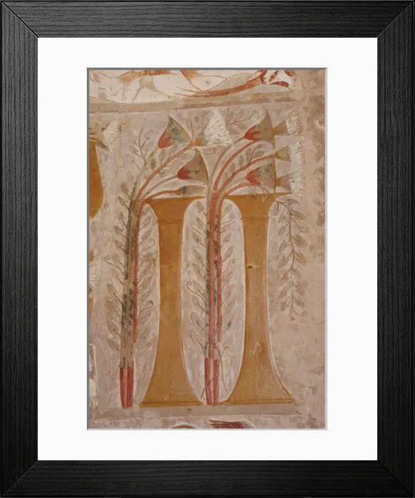 Framed Print : Polychrome limestone reliefs depicting offerings to the gods Framed Print : Polychrome limestone reliefs depicting offerings to the gods