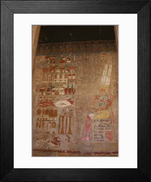 Framed Print : The god Amon, sitting at a table of offerings. Temple of Hat Framed Print : The god Amon, sitting at a table of offerings. Temple of Hat