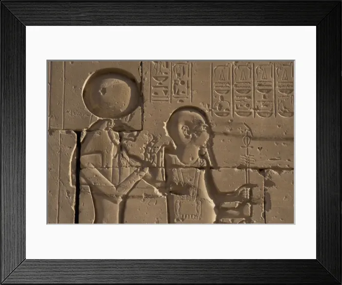 Framed Print : Goddess Tefnut (goddess lioness) and the god Ptah. Detail. R Framed Print : Goddess Tefnut (goddess lioness) and the god Ptah. Detail. R
