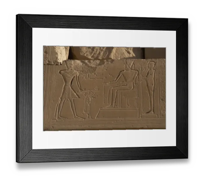 Framed Print : Ramesseum. Relief depicting the pharaoh making an offering t