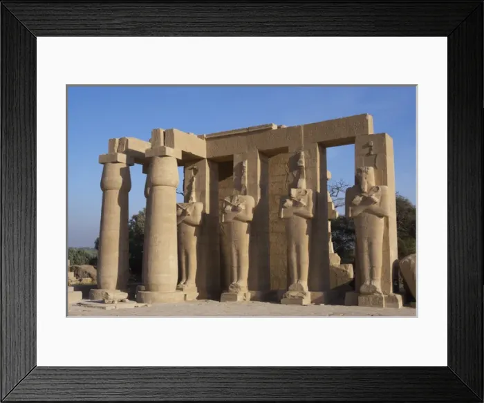 Framed Print : Rameseum. Pillars with osirian statues. Egypt Framed Print : Rameseum. Pillars with osirian statues. Egypt