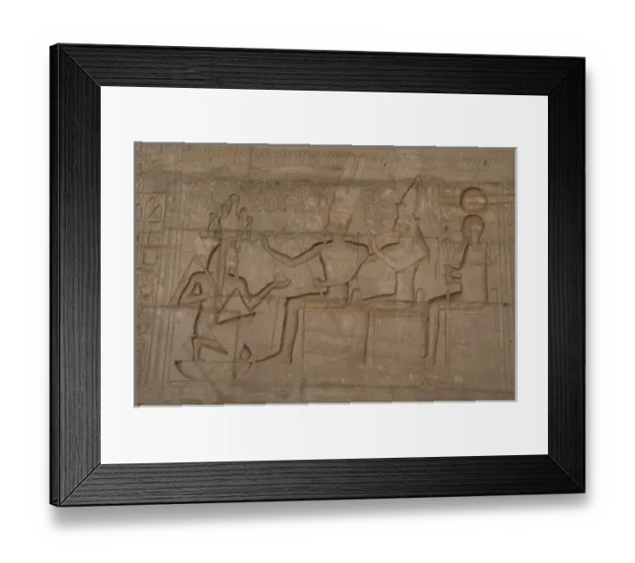 Framed Print : Relief depicting a Pharaoh Ramses II before gods Amun, Munt Framed Print : Relief depicting a Pharaoh Ramses II before gods Amun, Munt