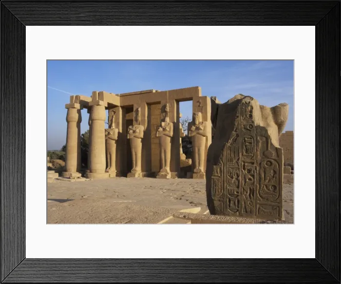 Framed Print : Rameseum. Pillars with osirian statues. Egypt Framed Print : Rameseum. Pillars with osirian statues. Egypt