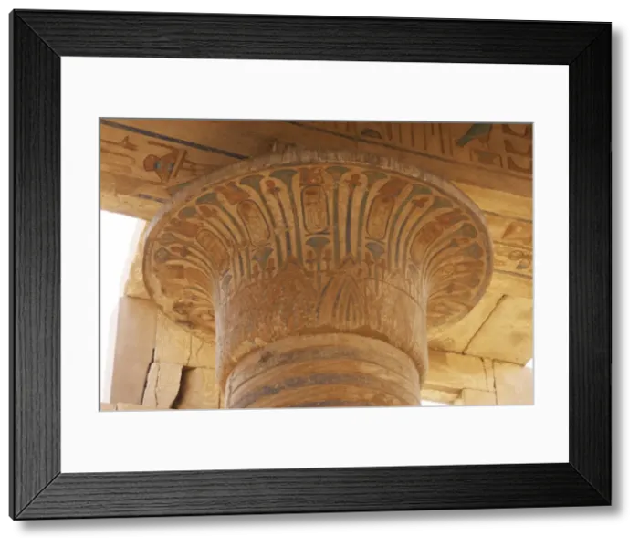Framed Print : Ramesseum. Decorated capital shaped as lotus plant. Luxor. E Framed Print : Ramesseum. Decorated capital shaped as lotus plant. Luxor. E