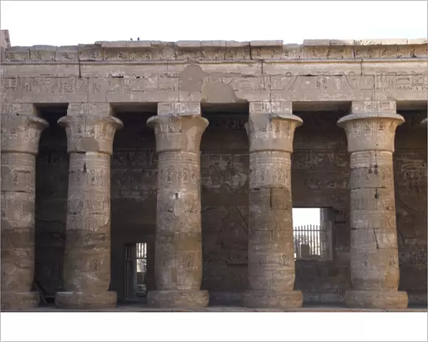 Temple of Ramses III. Colonnade with capitals shaped like a