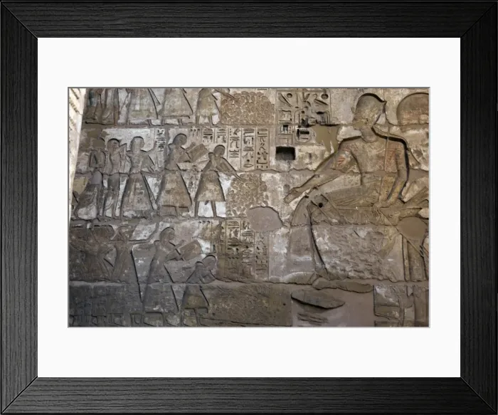Framed Print : Temple of Ramses III. Officials before Ramses III, who wears Framed Print : Temple of Ramses III. Officials before Ramses III, who wears