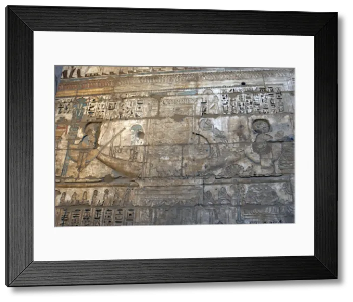 Framed Print : Temple of Ramses III. Sacred solar boat procession. Relief Framed Print : Temple of Ramses III. Sacred solar boat procession. Relief