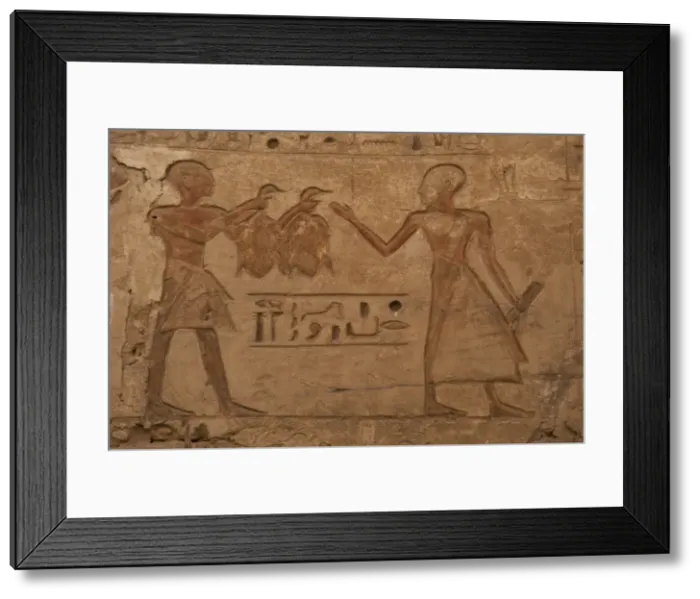 Framed Print : Temple of Ramses III. Two priests with shaved heads. One of t Framed Print : Temple of Ramses III. Two priests with shaved heads. One of t