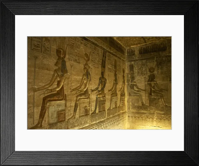 Framed Print : Ptolemaic temple of Hathor and Maat. Seated gods. Egypt Framed Print : Ptolemaic temple of Hathor and Maat. Seated gods. Egypt
