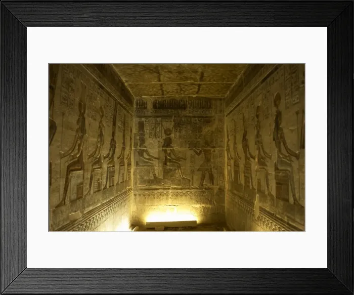 Framed Print : Ptolemaic temple of Hathor and Maat. Seated gods. Egypt Framed Print : Ptolemaic temple of Hathor and Maat. Seated gods. Egypt