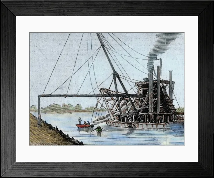 Framed Print : Construction of the Panama Canal. Works in the estuary of th Framed Print : Construction of the Panama Canal. Works in the estuary of th