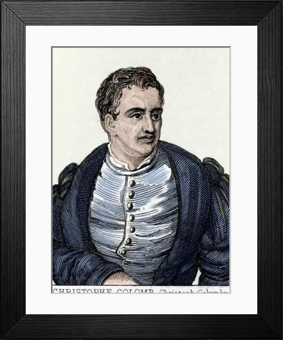 Framed Print : Christopher Columbus (1451 -1506). Navigator, colonizer, an Framed Print : Christopher Columbus (1451 -1506). Navigator, colonizer, an