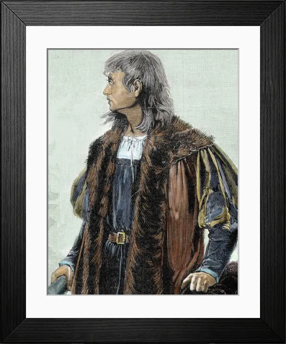 Framed Print : Christopher Columbus (1451 -1506). Navigator, colonizer, an Framed Print : Christopher Columbus (1451 -1506). Navigator, colonizer, an