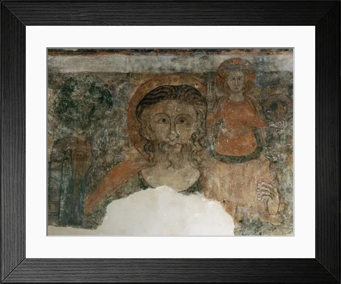 Framed Print : St. Christopher and Child. Frrench-gothic style fresco (seco Framed Print : St. Christopher and Child. Frrench-gothic style fresco (seco