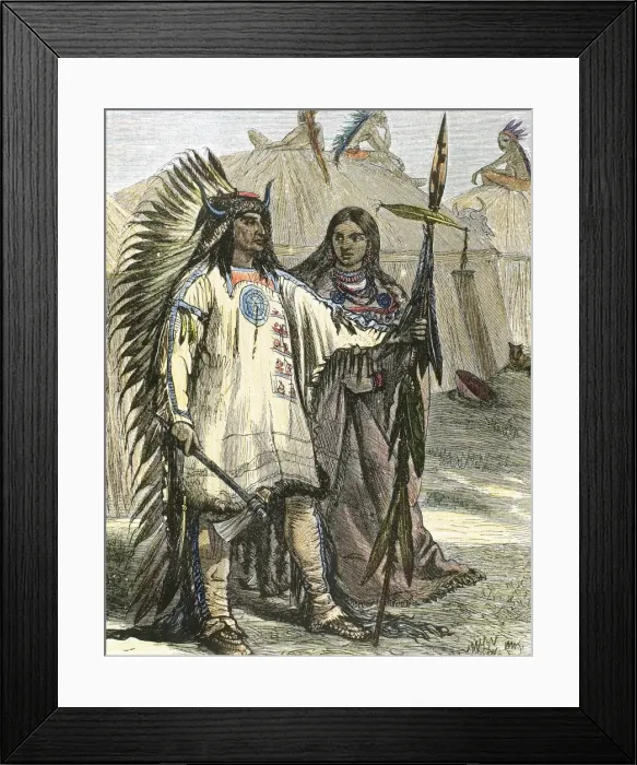 Framed Print : American Indians. Colored engraving, 1880 Framed Print : American Indians. Colored engraving, 1880