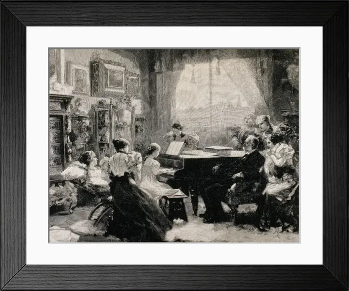 Framed Print : Family reunion. Listening to piano in the lounge Framed Print : Family reunion. Listening to piano in the lounge