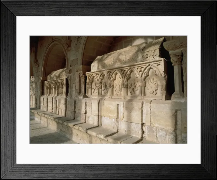 Framed Print : Romanesque art. Monastery of Santes Creus. Tombs in gothic s Framed Print : Romanesque art. Monastery of Santes Creus. Tombs in gothic s