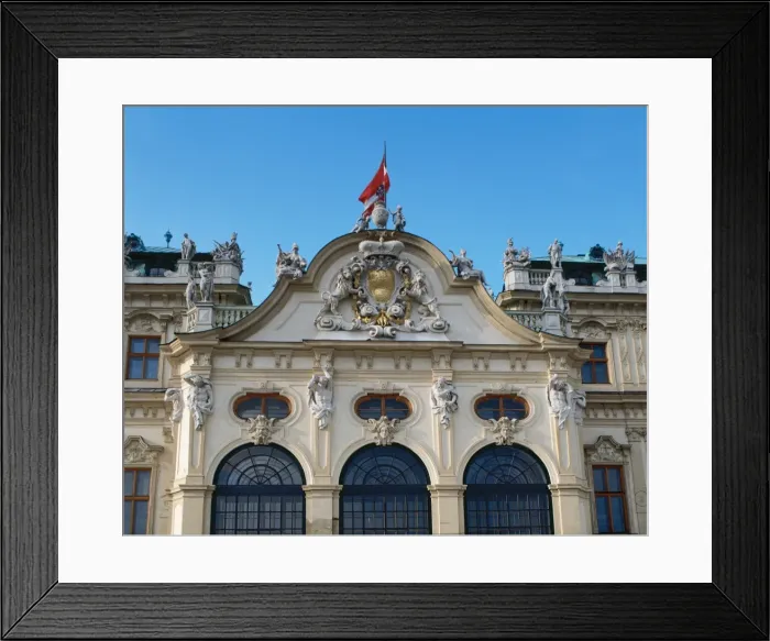 Framed Print : Belvedere Palace (Upper Belvedere) (1721-1723). Facade. Det Framed Print : Belvedere Palace (Upper Belvedere) (1721-1723). Facade. Det