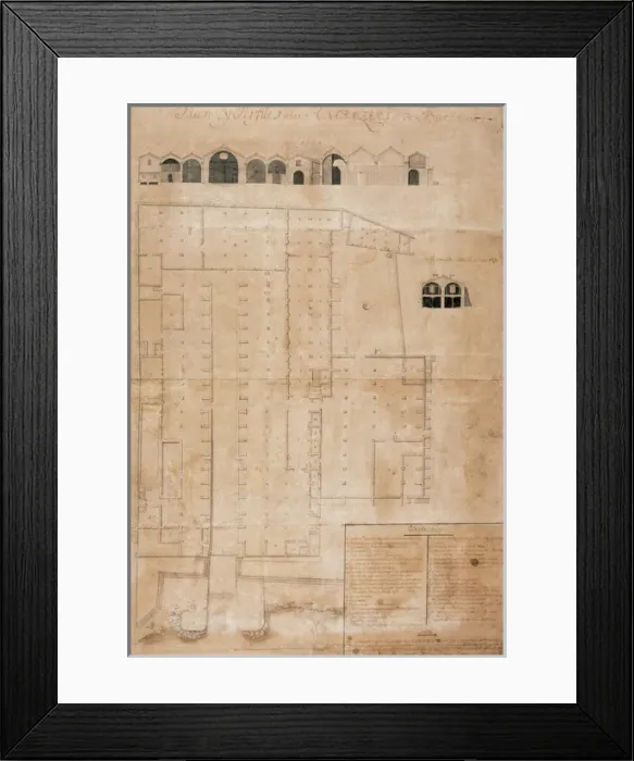 Framed Print : Plan and elevation of the building of the shipyards of Barce Framed Print : Plan and elevation of the building of the shipyards of Barce