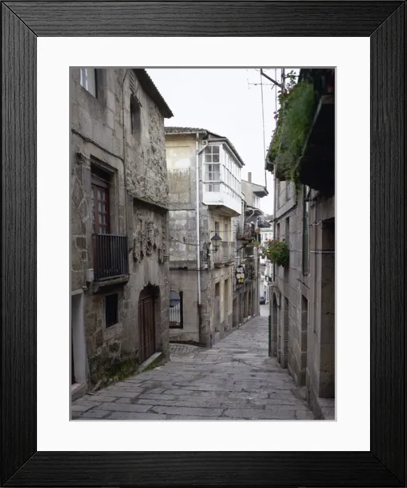 Framed Print : Spain. Galicia. Ribadavia. Old Town. On the left, the gothic Framed Print : Spain. Galicia. Ribadavia. Old Town. On the left, the gothic