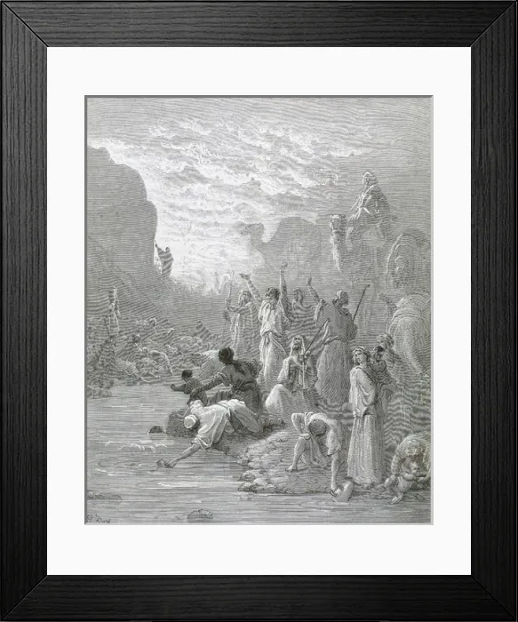 Framed Print : Moses brings forth water from the rock. Book of Exodus Framed Print : Moses brings forth water from the rock. Book of Exodus