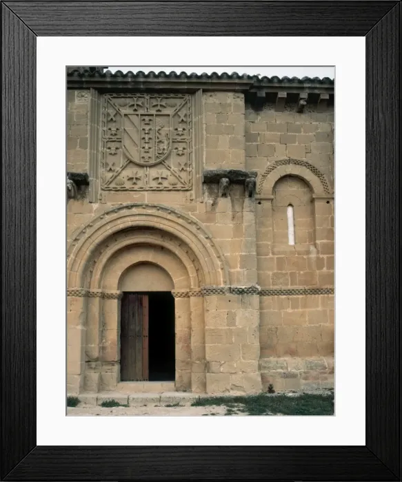 Framed Print : Hermitage of Santa Maria de la Piscina. Detail of the front Framed Print : Hermitage of Santa Maria de la Piscina. Detail of the front