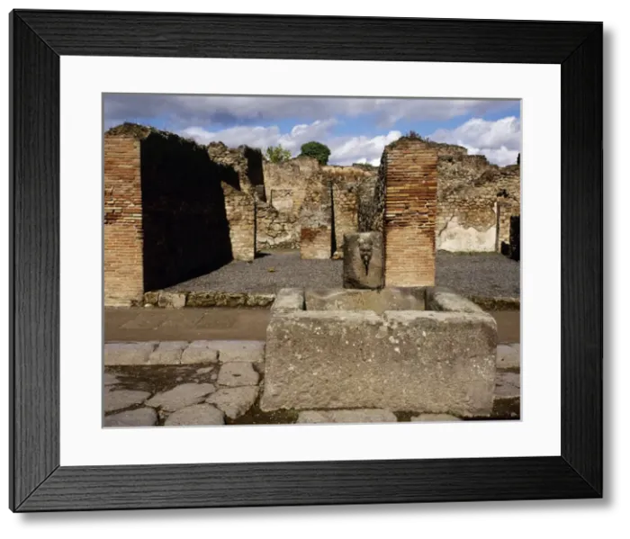Framed Print : Roman art. Pompeii. Public fountain. Abundance path. Italy Framed Print : Roman art. Pompeii. Public fountain. Abundance path. Italy