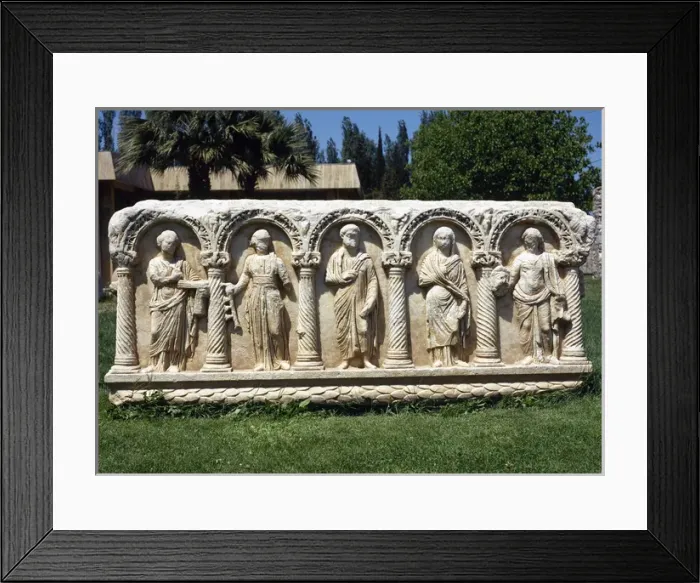 Framed Print : Sarcophagus depicting Greek Muses. Aphrodisias. Turkey Framed Print : Sarcophagus depicting Greek Muses. Aphrodisias. Turkey