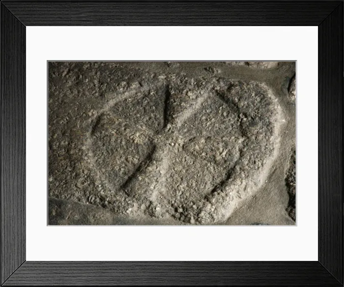 Framed Print : Funerary relief. Cross. Stone inside the Church of Sao Migue Framed Print : Funerary relief. Cross. Stone inside the Church of Sao Migue