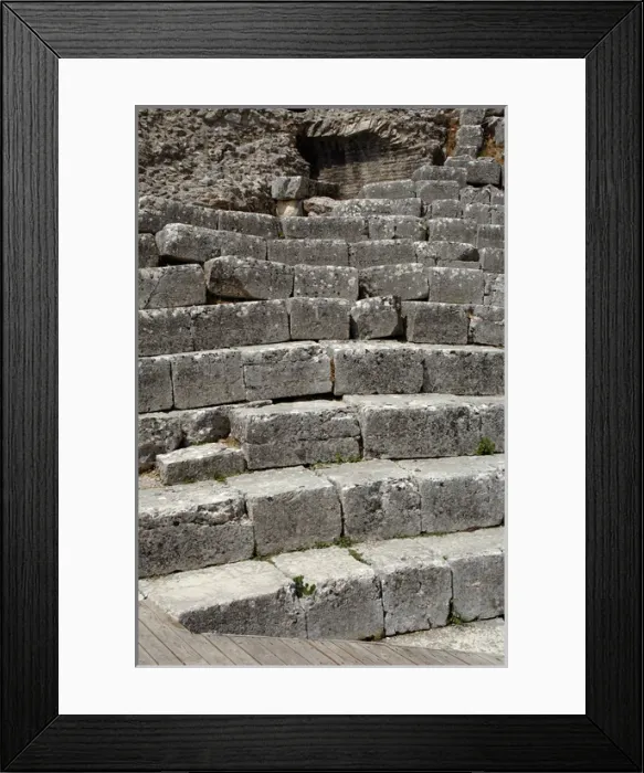 Framed Print : Albania. Butrint. Greek Theater. 3rd century B. C. Benches Framed Print : Albania. Butrint. Greek Theater. 3rd century B. C. Benches
