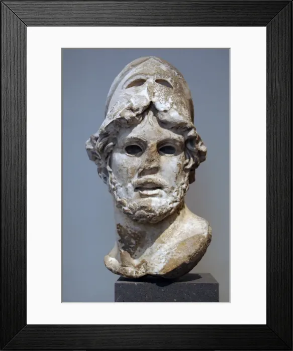 Framed Print : Roman Art. Marble head of a Greek general. 1st-2nd century A Framed Print : Roman Art. Marble head of a Greek general. 1st-2nd century A
