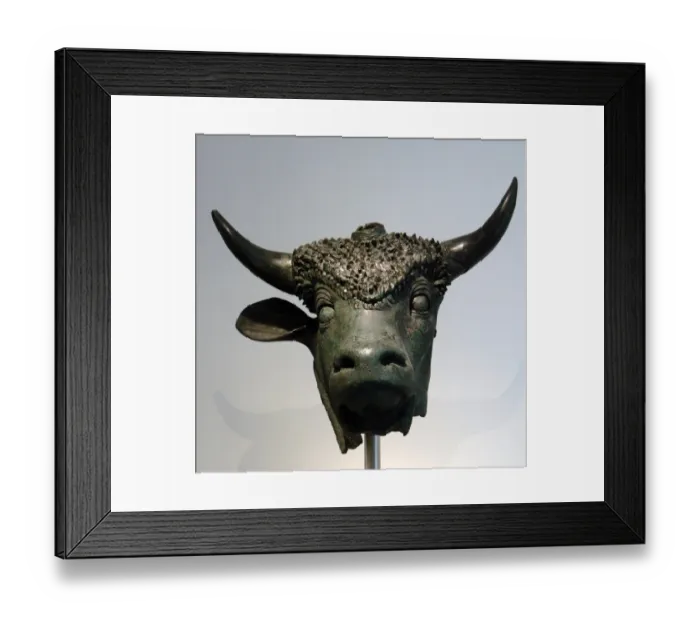 Framed Print : Head of a sacred bull. Bronze. 1st century. Found in Octodur Framed Print : Head of a sacred bull. Bronze. 1st century. Found in Octodur