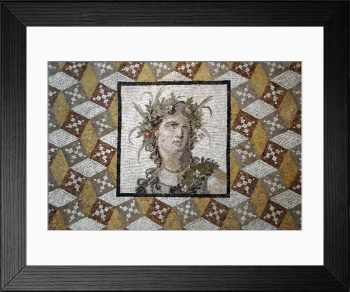 Framed Print : Mosaic. 2nd century. Imperial Period. Woman with a flower s Framed Print : Mosaic. 2nd century. Imperial Period. Woman with a flower s